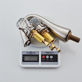 NDZZQBPGO Chrome Basin Faucet Brass Nickel Widespread Bathroom Faucet Crystal Sink Faucets 3 Hole Hot and Cold Waterfall Faucet Tap