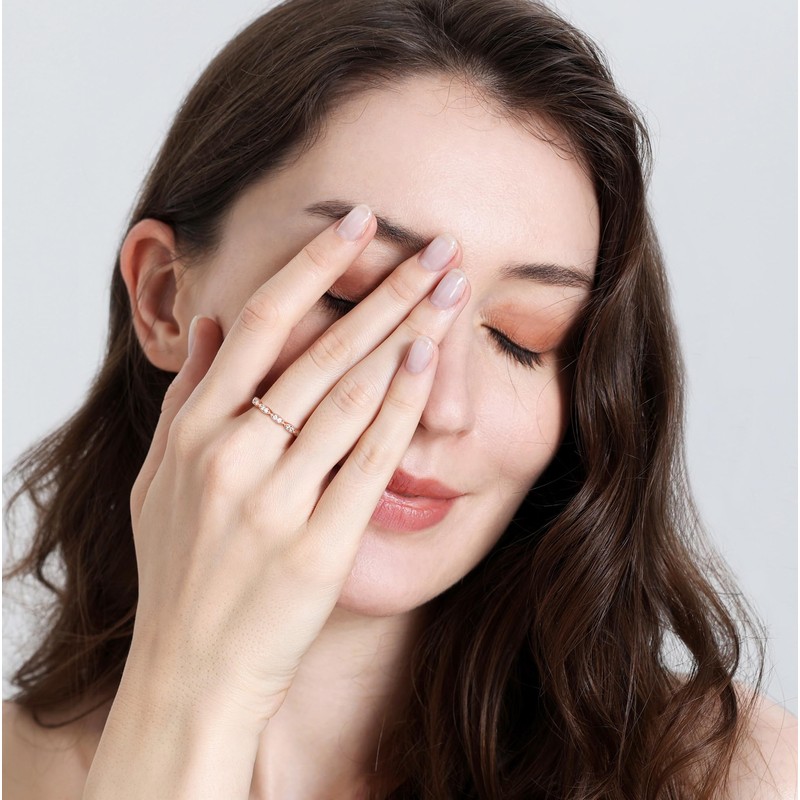 TIGRADE Eternity Ring Oval Milgrain Cubic Zirconia Anniversary Stacking Ring