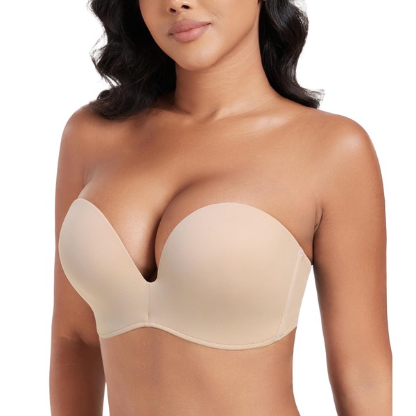 DotVol Strapless Push Up Bra Hand Shape Anti-Slip Padded Wireless