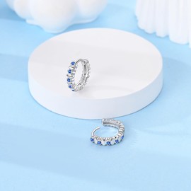 Hapour Sterling Silver 925 Hoop Earrings for Women Small Hoop Earrings Cartilage Helix Earrings Women, Sterling Silver, Cubic Zirconia