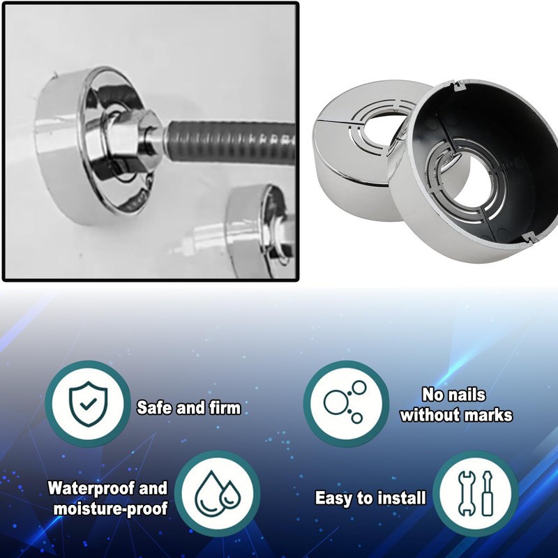 Yicoovey 8 Piece Adjustable Chrome ABS Pipe Cover Set for