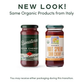 Bionaturae Organic Sour Cherry Fruit Spread - Jelly Organic, Non-GMO, USDA Certified, No Sugar Added, No Preservatives, Organic Fruit Jam, Jam Organic, Made in Italy - 9 Oz, 12 Pack