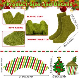 Suhine 24 Pairs Christmas Cupcake Socks Fuzzy Socks for Women and Girls DIY Gift Winter Warm Slipper Soft Fluffy Socks with Gift Boxes
