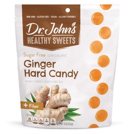 Dr. John’s Sugar Free Candy, Healthy Hard Candy with Zero Sugar, Low Calorie Snacks, Keto Friendly, Vegan, Gluten Free, Ginger Flavor, 100 Count, 1 LB