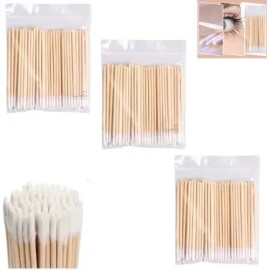 3 Pack D 100 Pzas Hisopo Madera Algodón Limpiador Maquillaje                                                                                          