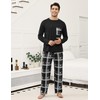 TeJoyce Mens Pyjamas Set Cotton Long Sleeve and Checked Pants