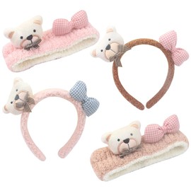 Hair Band, Pack of 4 Hair Bands Girls, Pink Bowknot Hair Bands, Soft Hair Bands, Cute Hair Band for Daily Use, Party, Cosmetic Sports, Girls, Women