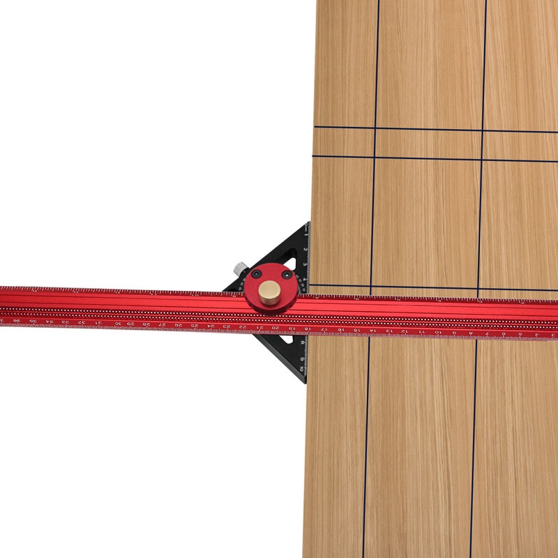 400mm Woodworking Hole Scribing Ruler Aluminum Alloy 360° Rotating Line
