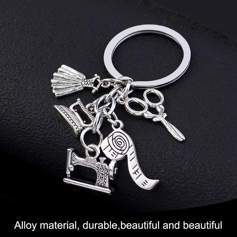 Pack of 2 Sewing Keyrings with Creative Design, Key Fob