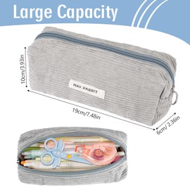 Maxmoc Pencil Case Corduroy Fabric Pencil Case Girls Pencil Case School Pencil Case for Women Girls, gray, simple