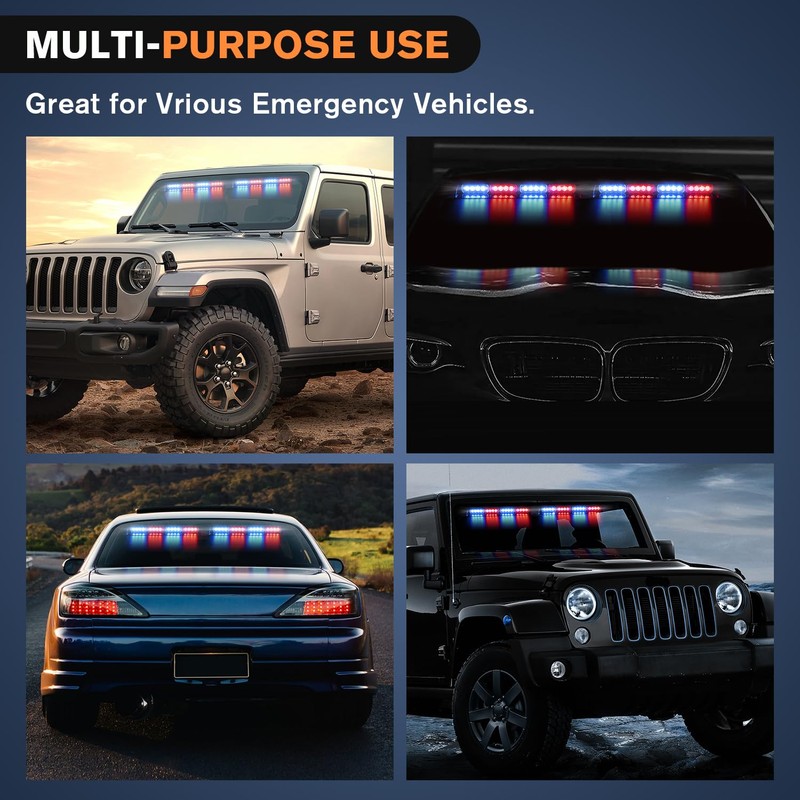Nilight 32LED Red Blue Emergency Dash Strobe Lights with Controller