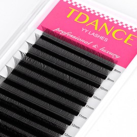 TDANCE YY Lash Extensions D Curl 0.07mm Thickness Volume Extension 4D Fans 14mm YY Lashes Long Lasting Easy Application Lashes Premade Fans Matte Black Lashes(YY, D-0.07,14mm)