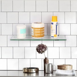 WANLIAN 8 Pcs Adjustable Glass Shelf Brackets Aluminum Alloy Glass Clamp Wall-Mounted Glass Shelf Holder Matte Black (3/8 Inch)