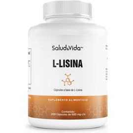 L-Lisina 1074 mg por Porción | 200 Cápsulas | Aminoácido Esencial para Recuperación y Apoyo Inmunológico | Sin Gluten & Sin OMG | Salud & Vida MX
