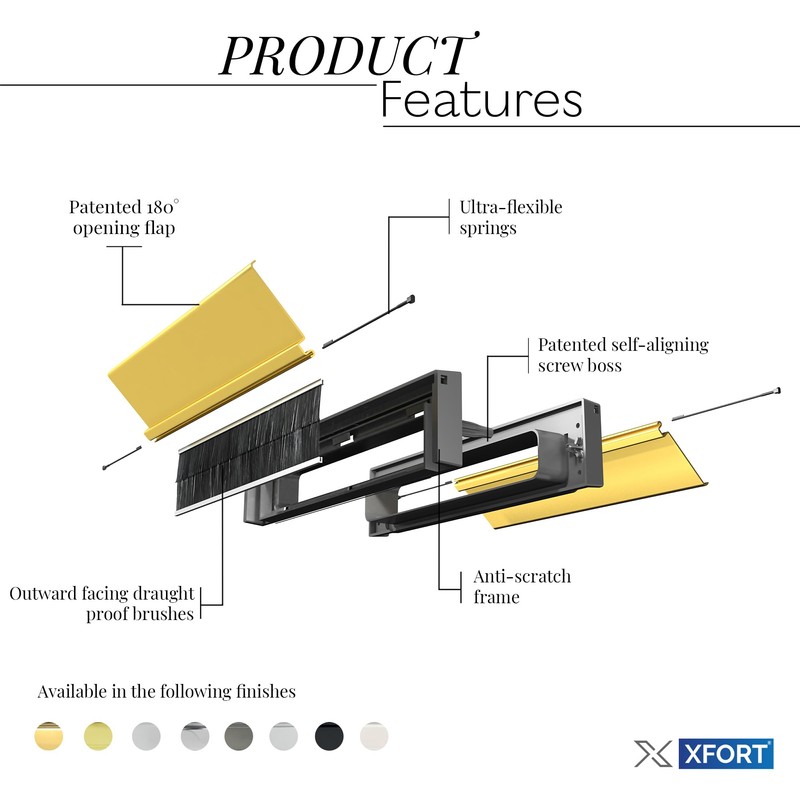 Xfort MailPlate 10" Letterplate Polished Brass, Premium Draught Proof Postal