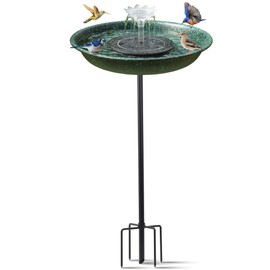 Yiabivo Solar Powered Metal Bird Bath with Fountains for Hummingbirds,Stable Stylish Design with 5-Prong Base Metal Stake Bird Baths for Outside Lawn Patio Yard Garden