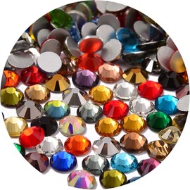 NCB 3000pcs Flatback Round Glass Nail Art Rhinestones Crystal for DIY Making Accessories Shoes, Clothes, Face Art, Bags, Manicure (Multicolors, SS5 3000pcs)
