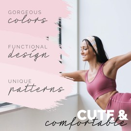 Maven Thread Blossom Wide Workout Headbands for Women, 4" Thick Non Slip Sweatbands for Women, 2Pack, Exercise, Yoga, Running, One Size, Black