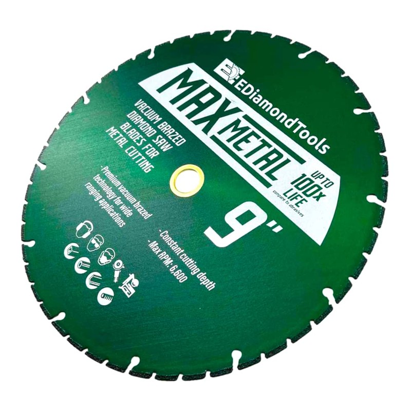 9" Vacuum Brazed Diamond Saw Blades for Metal, 7/8"-5/8" Arbor