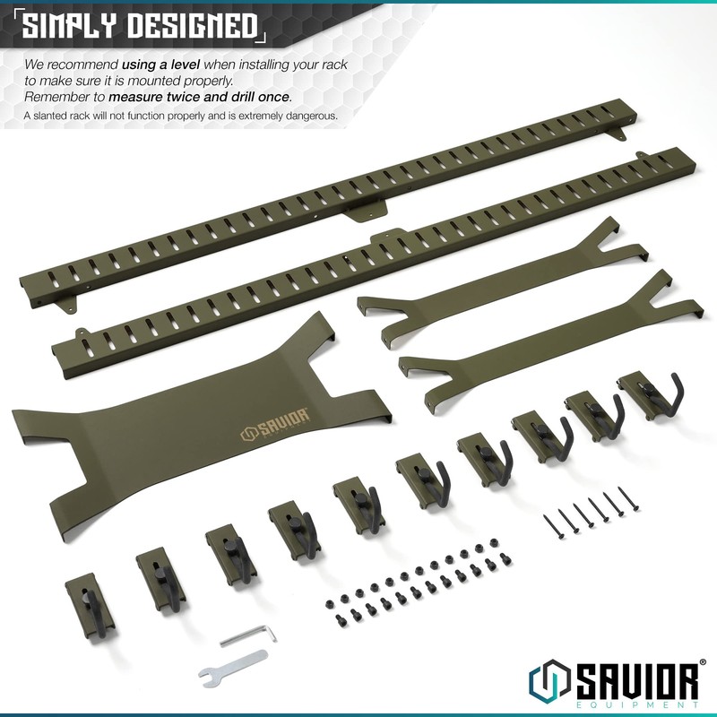 Savior Equipment Horizontal Steel Wall Mount Firearm Rifle Display Rack,