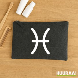 Huuraa Kulturbeutel Fische Sternzeichen Zeichen Geschenk 1 Liter Charcoal Filz Fische Geschenkidee