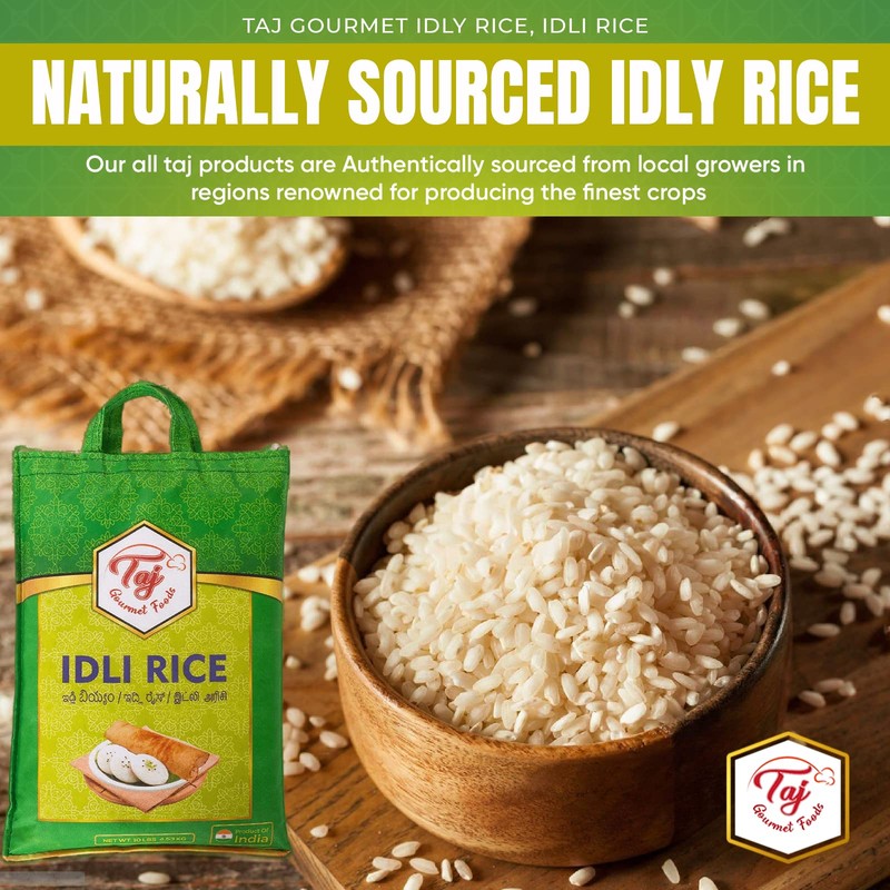 TAJ Gourmet Idly Rice, Idli Rice, Short Grain Rice, 10-Pounds