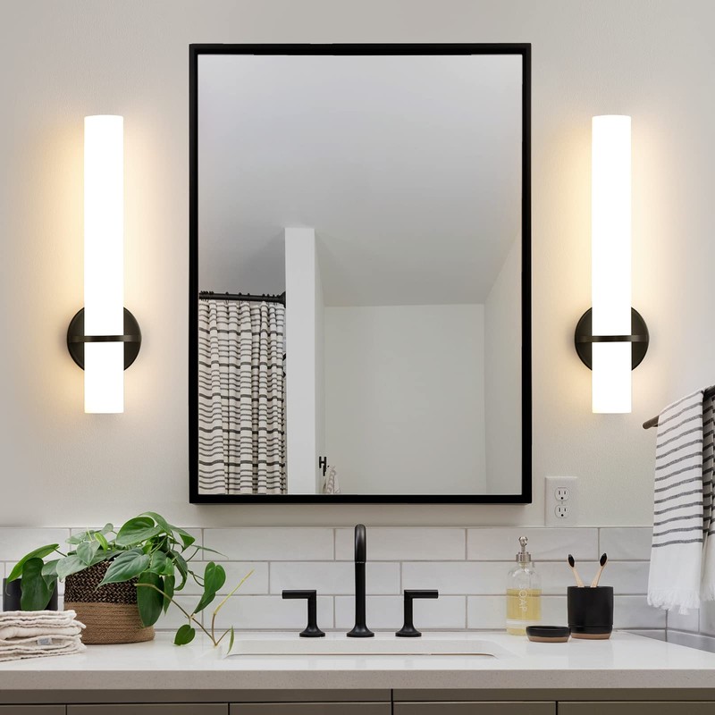 AIJIASI Black Wall Sconces Set of 2, 18 inch Bathroom