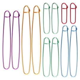 12 Pieces Knitting Stitch Holder Large Set, 6 Sizes Aluminium Crochet Knitting Needle, Zinc Alloy Crochet Hooks, Knitting Needle, Needle Hook, Sewing Marker, Knitting Dispenser Accessories, for Quilts