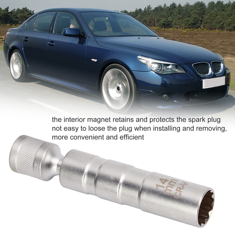 Magnetic Swivel Spark Plug Socket, Chrome Vanadium Alloy Steel 3/8in