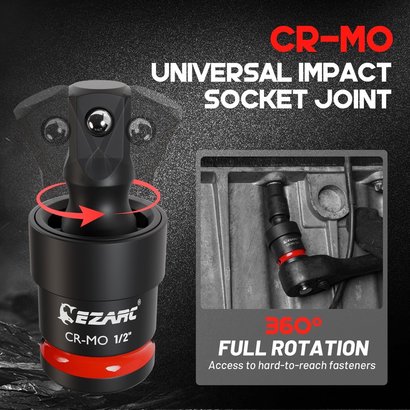 EZARC 21PCS Impact Socket Adapter Set, Includes CR-MO Universal Swivel