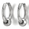 Stainless Steel Circle Beads Huggie Hinged Hoop Earrings for Men