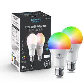 Focos Inteligentes WiFi 2.4Ghz 2 Pack MulticolorLuz Blanca Fría y CálidaRGBCCT 2700K-6500K806 Lumens 9WComandos de Voz con AlexaGoogle HomeControl... 