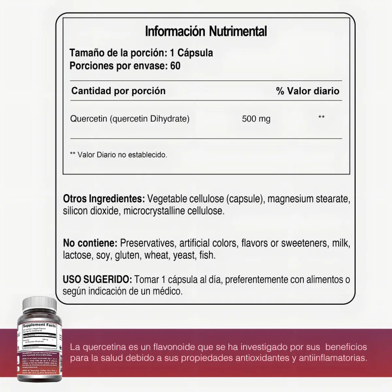 Amazing Nutrition Amazing Formulas Quercetina 500mg 60 Cpsulas Vegetales Suplemento