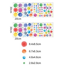 HAOHUODUO 166 PCS Watercolor Polka Dots Wall Stickers Colored Dots Children Room Decoration Decorative Wall Stickers Home Decor Wall Decor