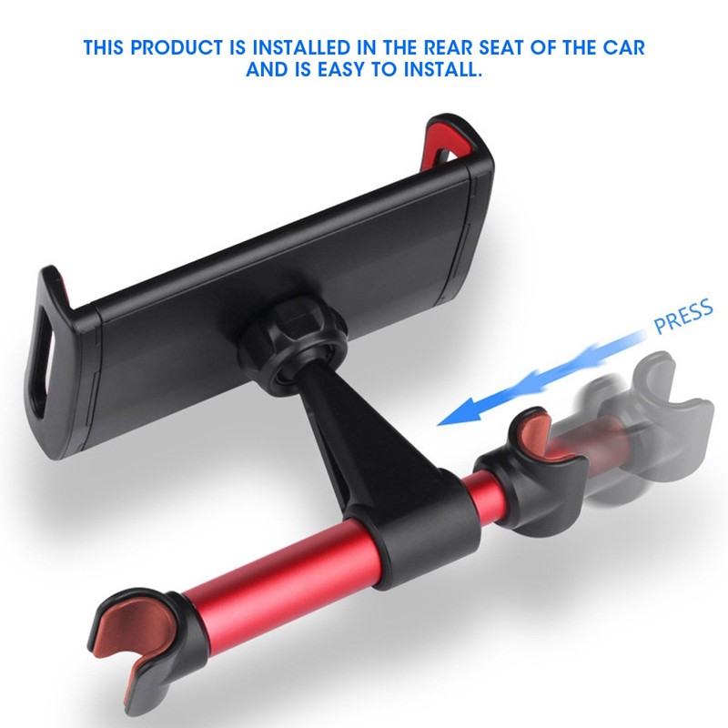 Car Headrest Mount 360° Rotating Tablet Phone Holder Backseat BracketRed