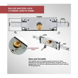 DOJA Industrial Garage Door Lock Lock 1 Unit Cylinder Length 60 mm Galvanised Steel Lock for Roller Shutters Tilt Gate Garden Door Garage Door Lock Tilt Gate Garage Lock