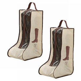 Travel Shoe Bags Tall/Short Boots Storage Bags Dust-proof Shoe Storage Organizer Shoe Pouch with Zipper for Travel and Daily (2 pack tall beige)