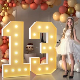 imprsv 4FT Light Up Numbers, Marquee Numbers 13th Birthday Decorations for Girls Boys, Large Light Up Numbers 13th Birthday Women Foam Board Anniversary Party Decorations Arch Kit (DIY)