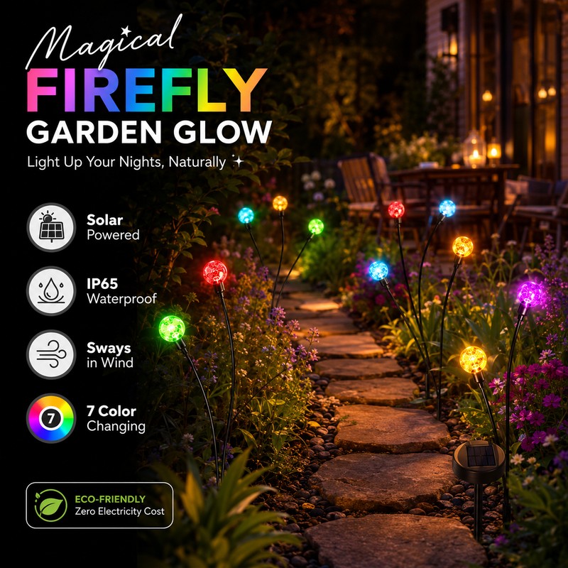 Solar Firefly Garden Lights for Outdoor Decor – 10 LED