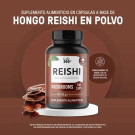 Reishi Mushrooms Life 360+ 180 Cápsulas Con Hongo Reishi