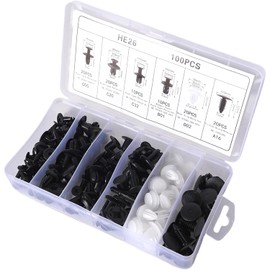 100 Pcs Car Body Trim Clips, Plastic Rivet Fasteners Universal Auto Nylon Clips Bumper Clips, Universal Car Auto Body Fastener Rivet Trim Clips Push Type Retainer Clips Kit