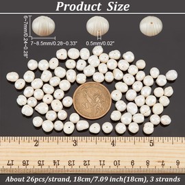 NBEADS 3 Strands Approx. 78 Pieces 6-8 mm White Freshwater Pearls for Jewellery Making, Small Natural Cultured Irregular Loose Cultured Pearls for Threading Necklaces Bracelets
