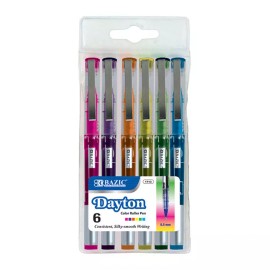 Bazic 6 Color Dayton Rollerball Pen w/ Metal Clip, Consistent, Silky Smooth Writing
