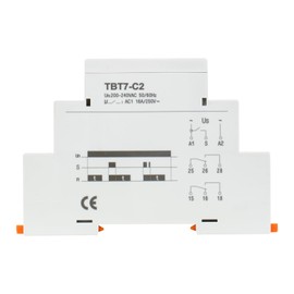 Baomain Multi-Function Time Relay, 16A/AC250V, Delay Off 2 SPDT, DIN Rail Mounting Timer Relay TBT7-C2 (2-SPDT, 200-240VAC)