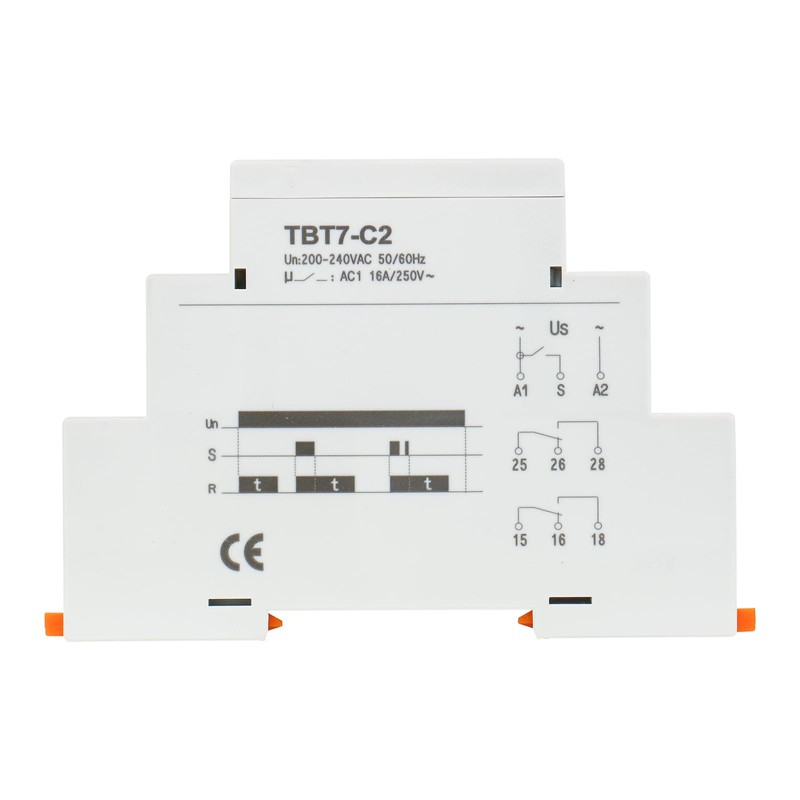 Baomain Multi-Function Time Relay, 16A/AC250V, Delay Off 2 SPDT, DIN