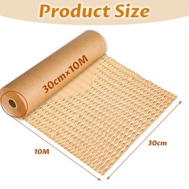 Honeycomb Packing Paper Roll 30cm x 10M, Bubble Wrap Alternative, Brown Packing Paper, Cushioning Wrap Paper for Moving House, Gift Packing, Shipping