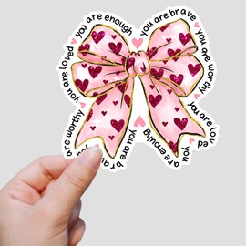 (3Pcs) You are Brave Worthy Loved Enough Inspirational Quote Sticker for Laptop Motivational Vinyl Waterproof Positive Kindness Stickers for Water Bottle Phone Notebook Tumbler Size 3x3 Inches