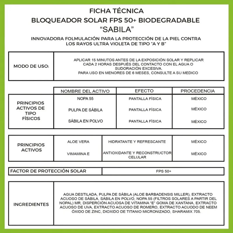 Bloqueador Solar Biodegradable Orgánico Fps 50+ Granel 1 Lt