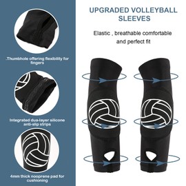 ANEETAFAN Volleyball Arm Sleeves Forearm sleeve Protection Arm Pads and Thumb Hole for Youth teen Girls Boy Black 1 Pair