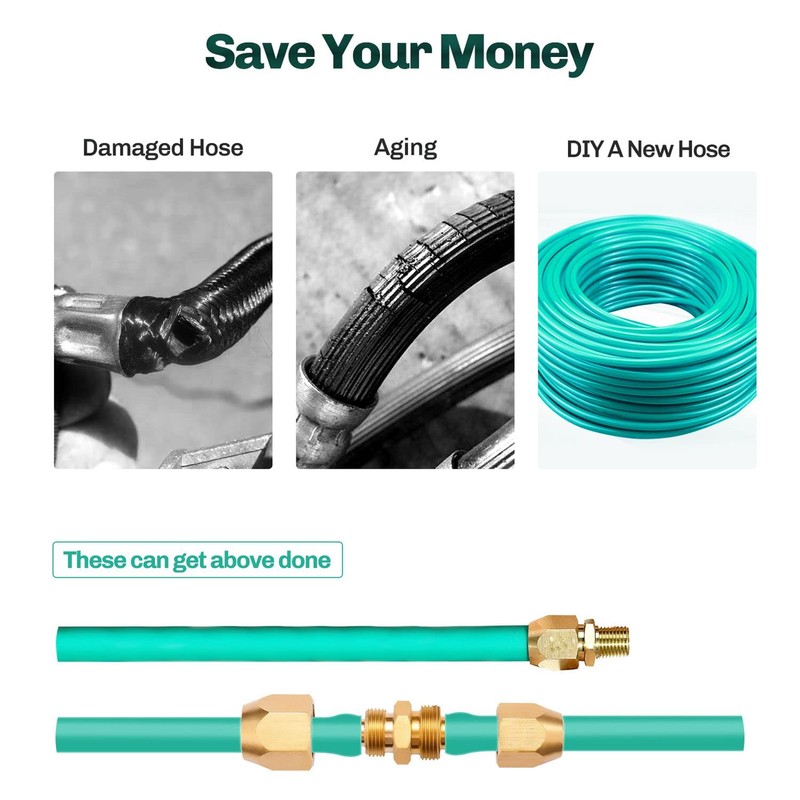 Pronese 2pcs Premium Solid Brass Pneumatics Reusable PU Hose-End Repair